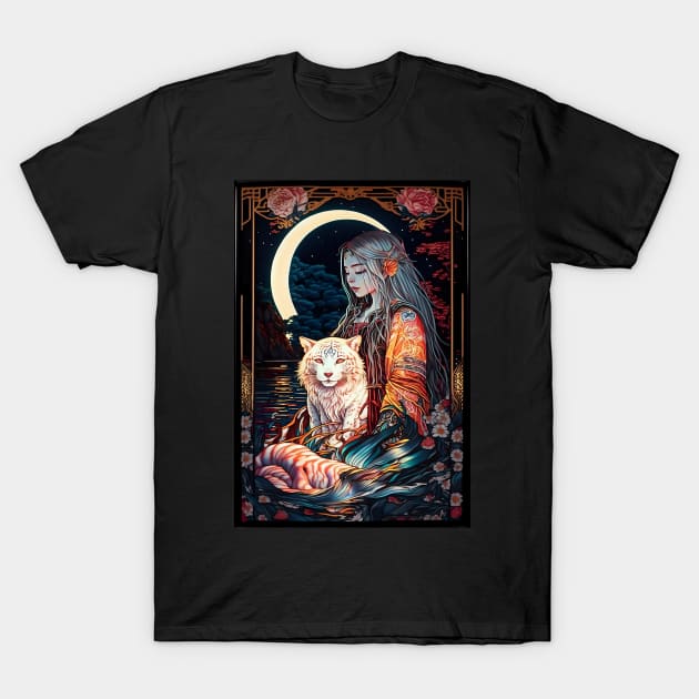 A Girl and her Tiger Companion T-Shirt by GozuDesigns